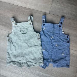 Infant Striped and Denim Overalls Set